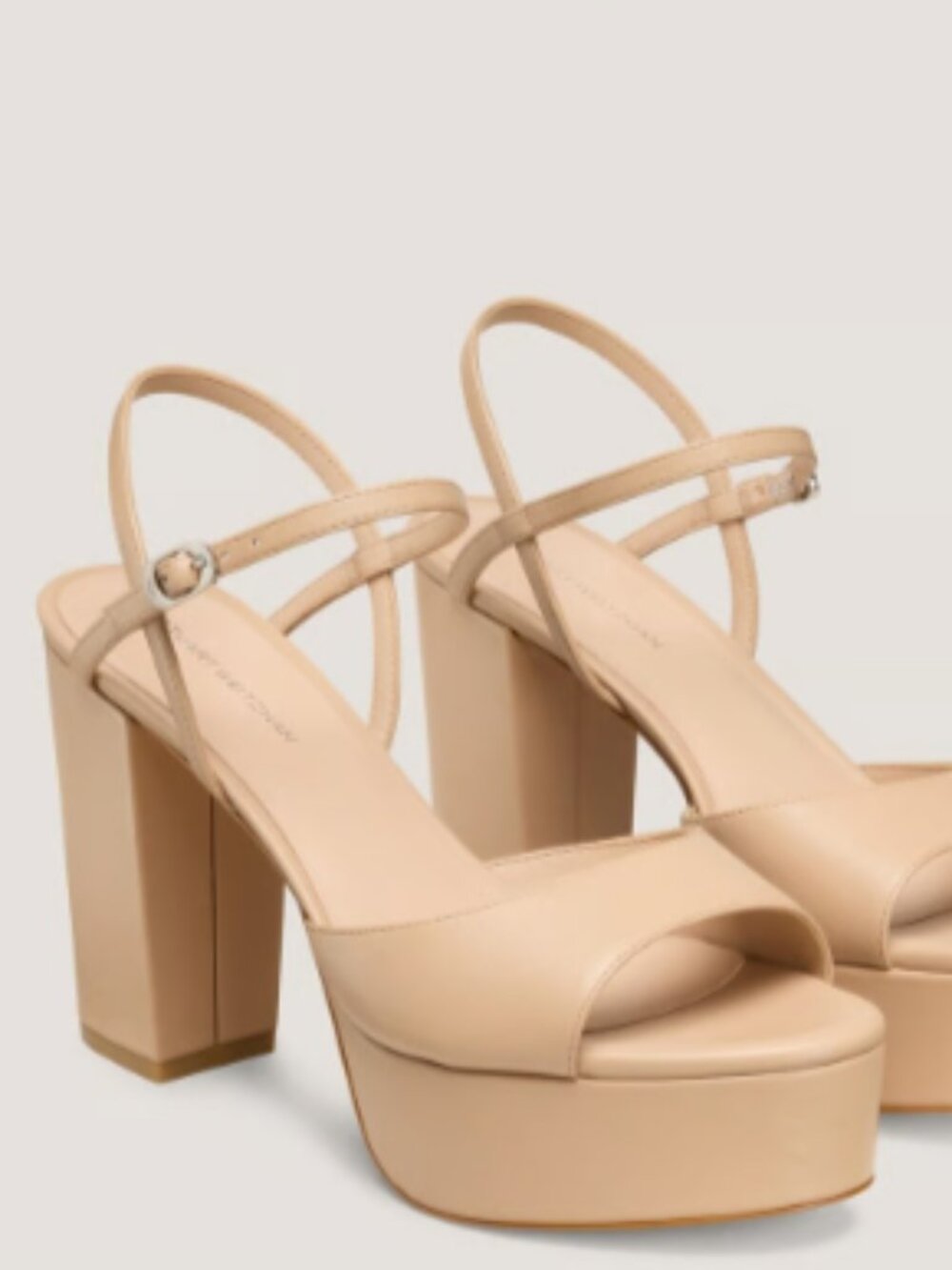 Stuart Weitzman Ingrid Platform Sandal in Bamabina Beige Leather
